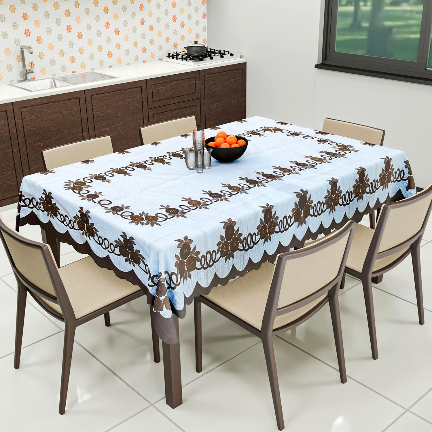 Kuber Industries Cotton Floral Print Waterproof Attractive Dining Table Cover|Tablecloth for Home Decorative, 60x90 Inch (White Brown) (B0B8RWF8VN) Amazon Price History, Amazon Price Tracker
