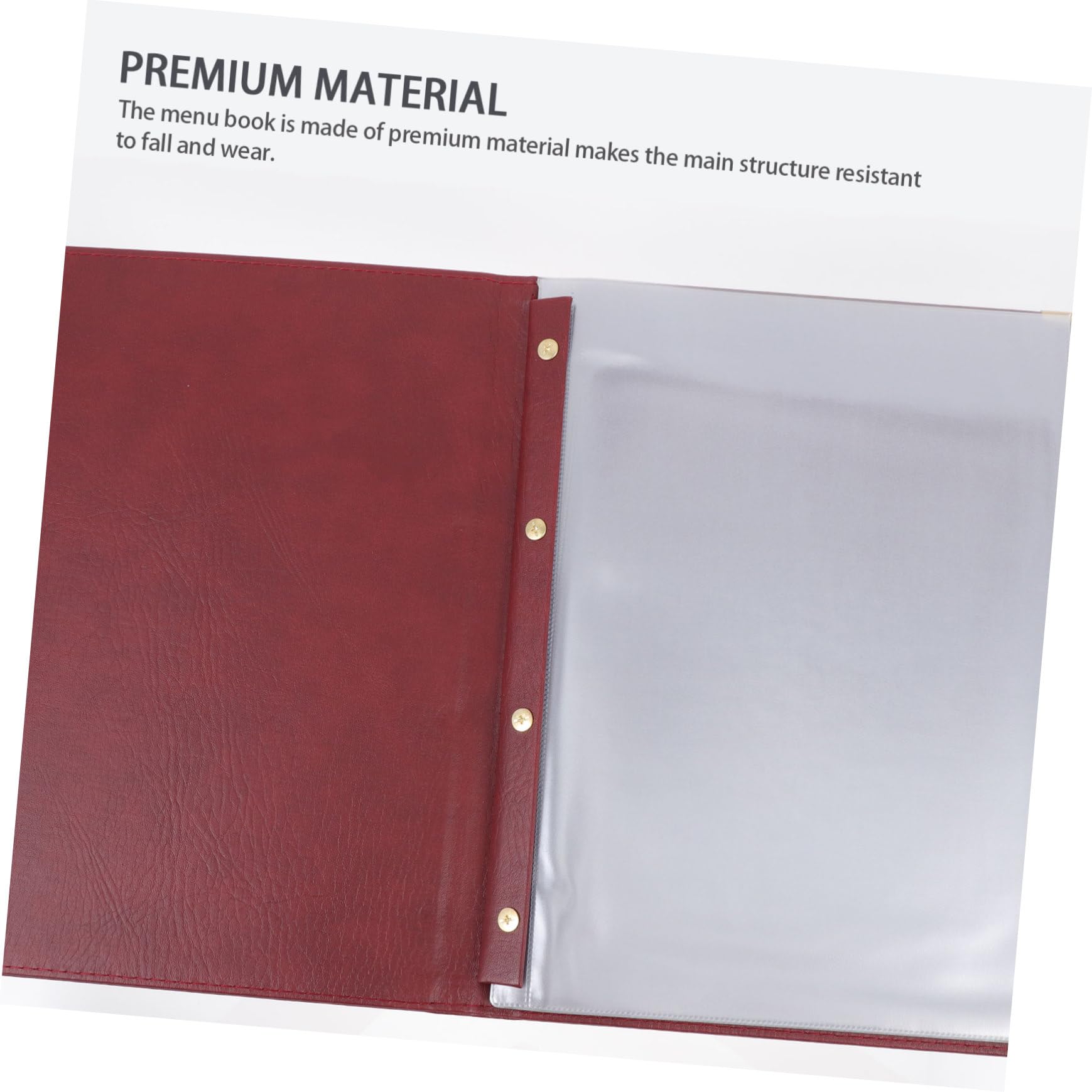 Carpeta De Menú A4 De Cuero Sintético Burdeos Para Restaurante y Bar, Cubierta Transparente, Soporte Resistente Para Visualización De Cartas y Menús Profesionales