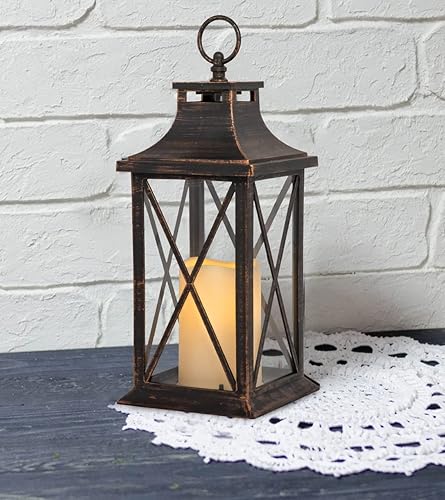 Miniatura 5 de YAKii Farol vela decorativo de 14 pulgadas, sin llama, con temporizador LED de plástico, para colgar en interiores y exteriores, decoración del día