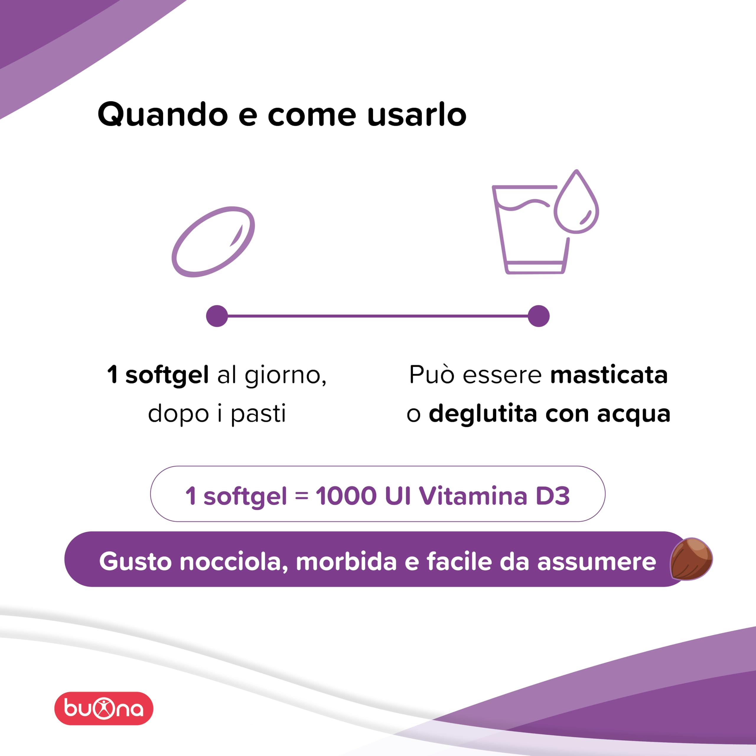 Steve Jones Buona - Milledì Integratore Alimentare, 30 Softgel Buona Milledì Integratore Vitamina D3 Bambini, 30 Softgel Masticabili Gusto Nocciola, Integratori Difese Immunitarie Bambini