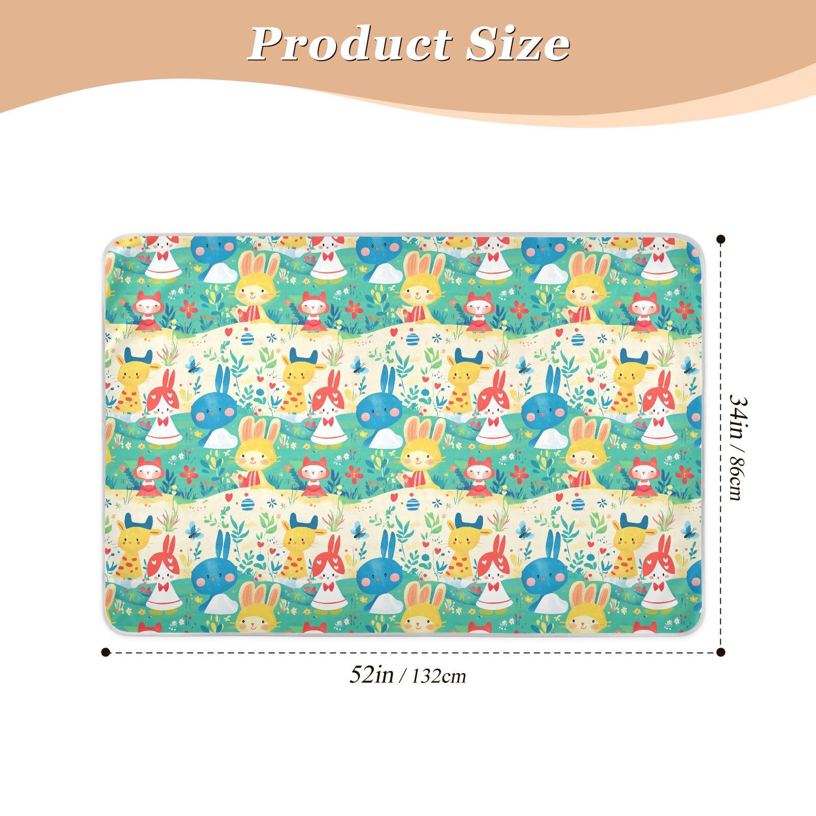 Childish Cartoon Animal Cute Potty Training Pee Pad Soft Absorbent Bed Pad Machine Washable Incontinence Pads for Children Adults Pets , 52