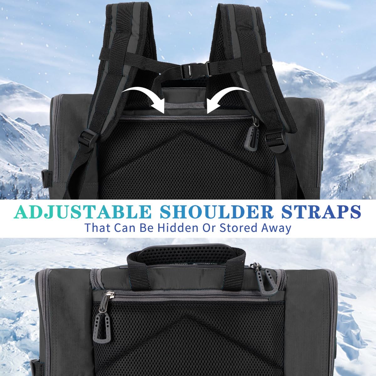 Sac à Chaussures de Ski Imperméable 55L avec Compartiment pour Casque - Sac à Dos de Sport pour Skis, Camping