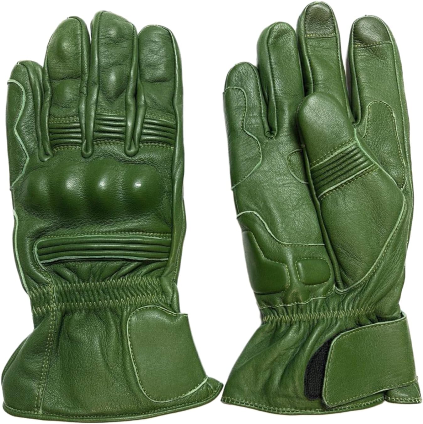 Genuine Leather Gloves for Bikers with Touchscreen Texting Support and Knuckle Protection Features