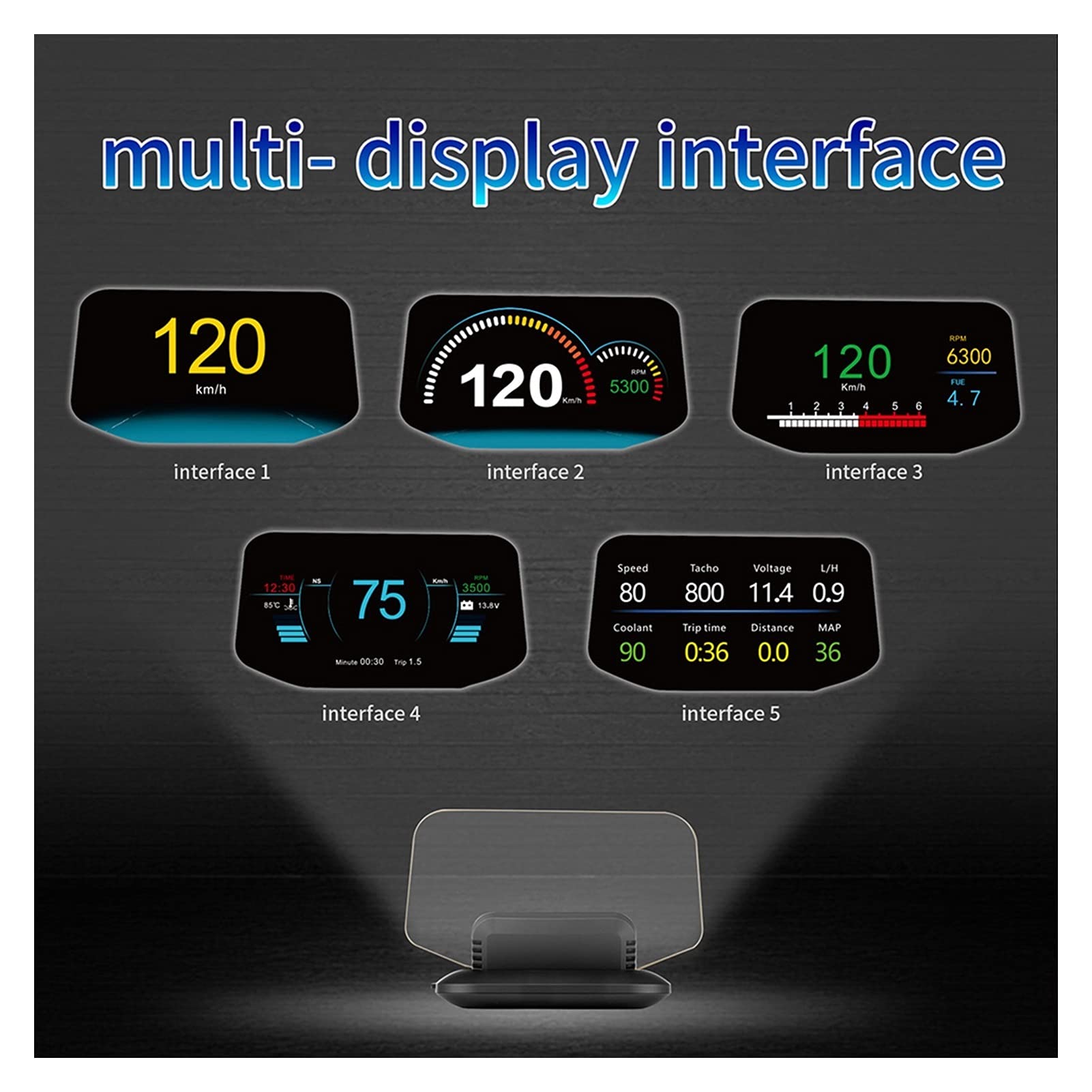 OBD2+GPS Dual Mode OBD2 Head Up Display GPS HUD Digital MPH KMH Speedometer Water & Oil Temp RPM