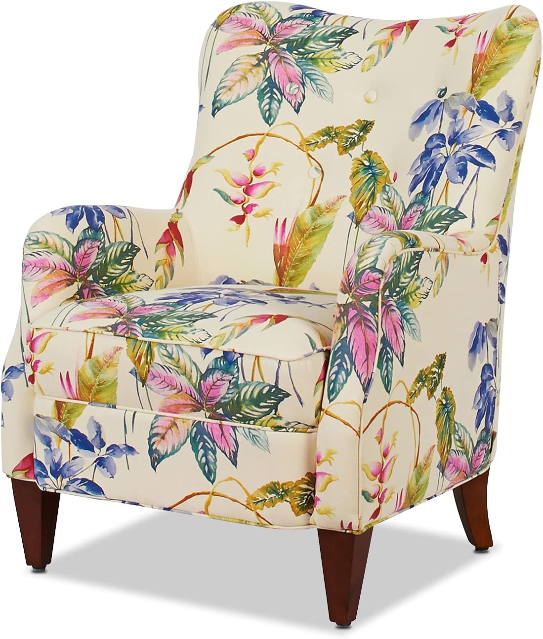 Jennifer Taylor Home Derval Upholstered Arm Chair, Off-White/Floral Printed On Cotton