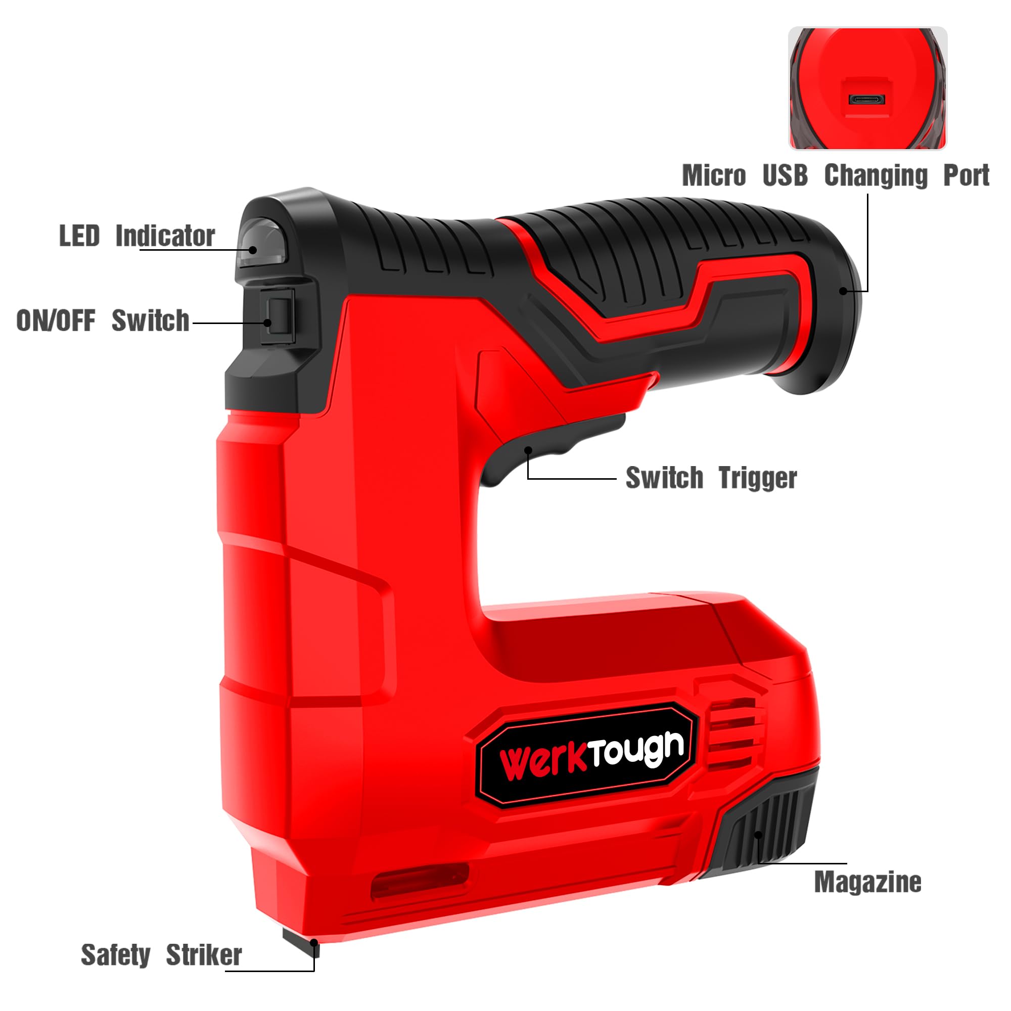 4V Cordless Staple Gun - Brad Nailer 2-in-1 -3