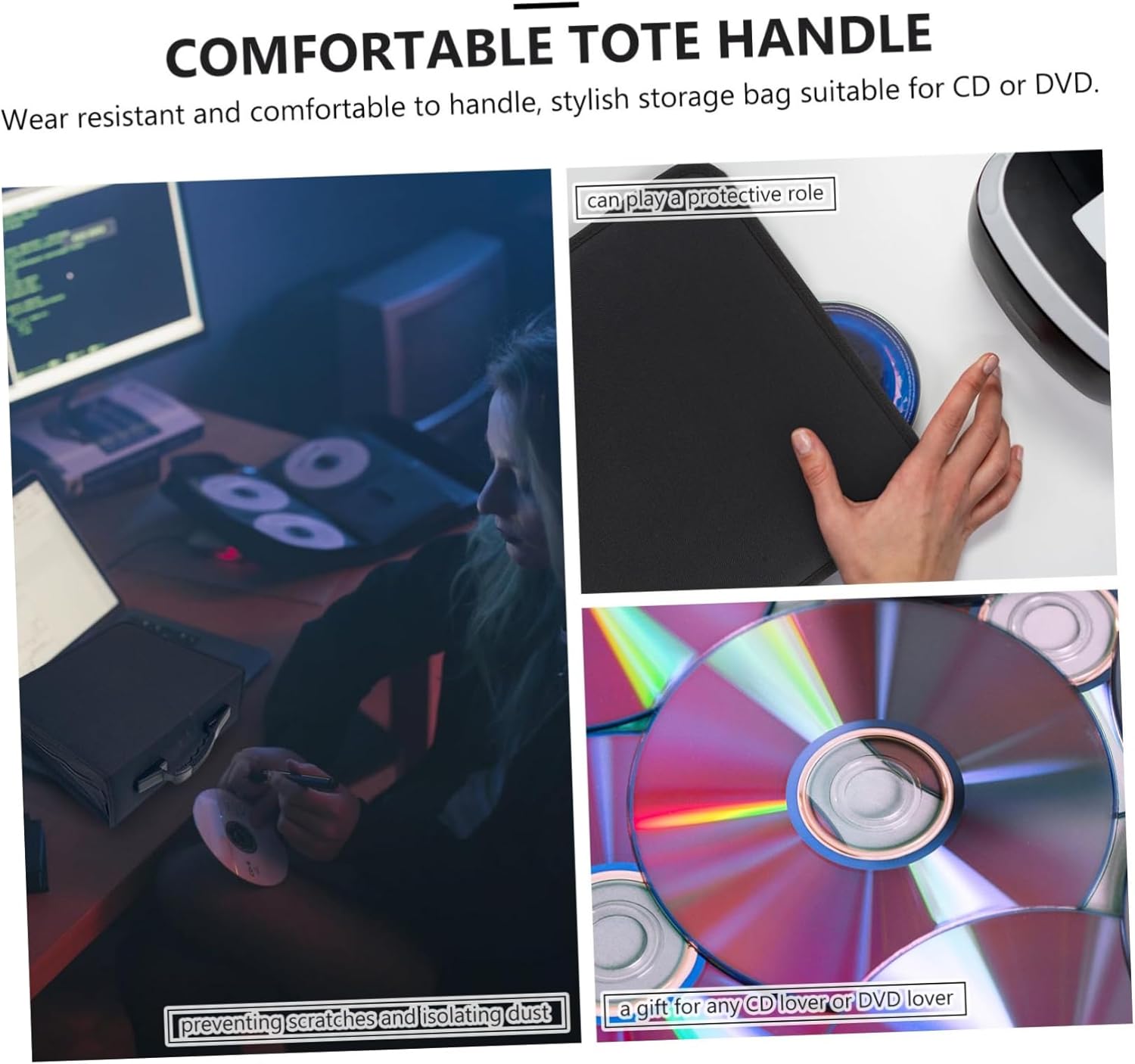 200pieces Large Pu Cd Pouch Cd Storage Bag for DVD Easy Zipper Organized Storage for Home Car