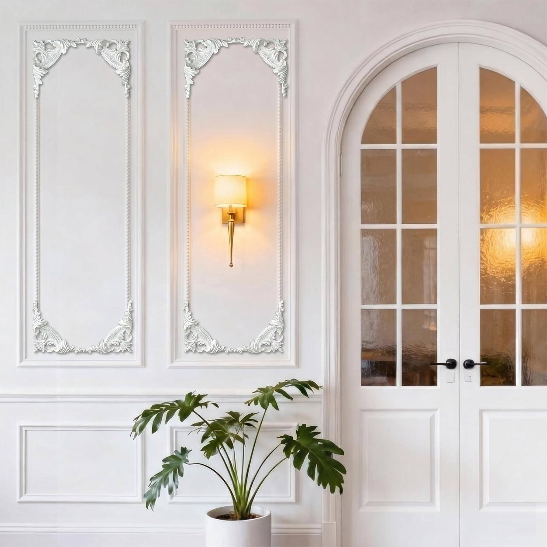 4 PCS Angolari Decorativi per Pareti E Soffitti in PU Modanature Angolari 3D con Decorazioni Floreali Profili Decorativi Verniciabili per Cornici E Angoli Elegante Finitura
