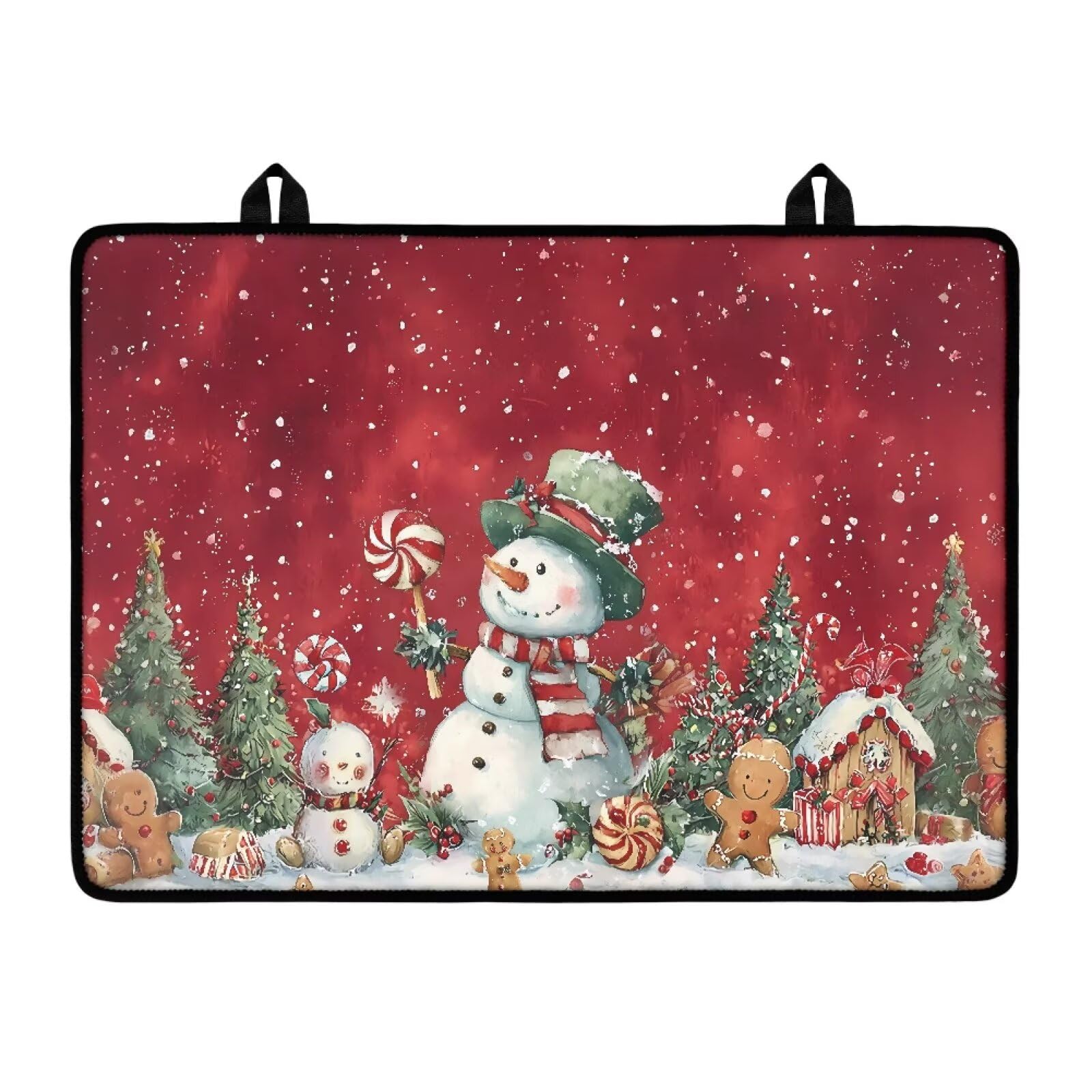 Christmas Snowman Gingerbread Extra Large Stove Top Covers Water &amp; Heat Resistant Mat for Kitchen Folding Square Glass Countertop Protector with Hooks Easy to Clean Christmas Decor