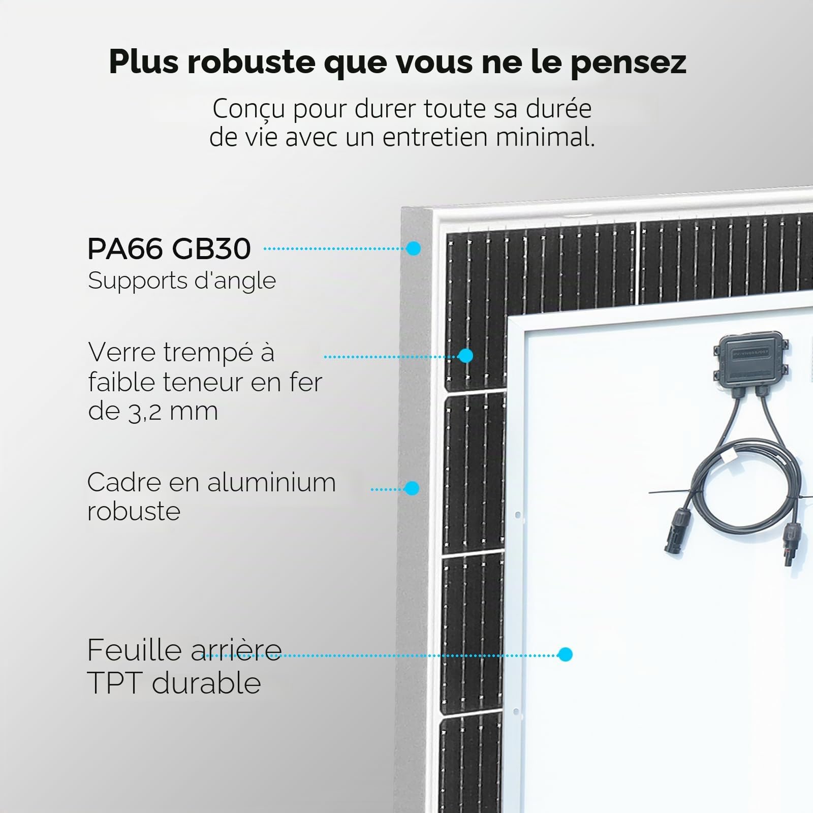 XINPUGUANG Kit Panneau Solaire 200W Mono：2pcs Panneau Solaire 12V + Régulateur de charge 20A + câble de 3m + pinces de fixation Z pour camping-car, caravane, maison