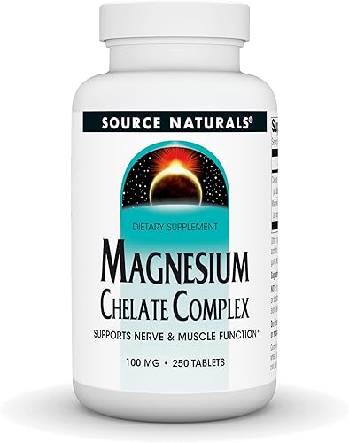Source Naturals Quelato de magnesio Apoya la función nerviosa y muscular 250 tabletas