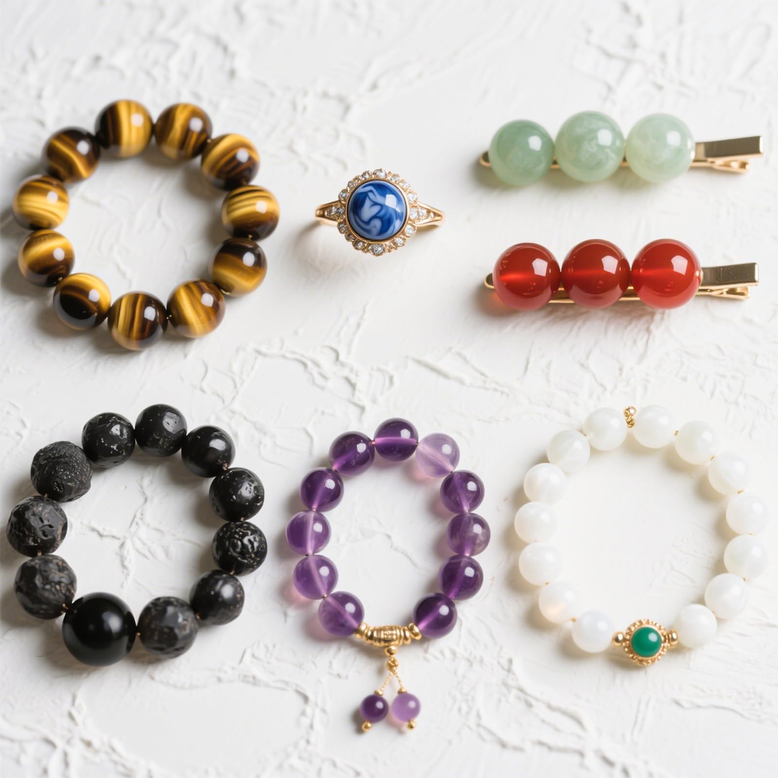 Natürliche Kristalle, verschiedene Steinperlen zur Schmuckherstellung, Edelsteinperlen für Frauen und Erwachsene, zum Basteln, Kristallperlen für Armbänder (8 mm runde Perlen)