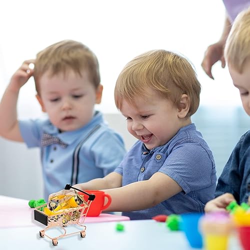 Miniatura 18 de Hotop Carrito de compras pequeño de 3 piezas, carrito de supermercado, juguetes de metal para decoración de almacenamiento de escritorio