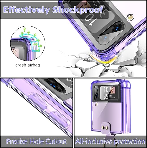 Miniatura 3 de Funda protectora diseñada para Samsung Galaxy Z Flip 4, transparente con anillo, anticaídas y a prueba de golpes, compatible con Galaxy Z Flip 4 5G
