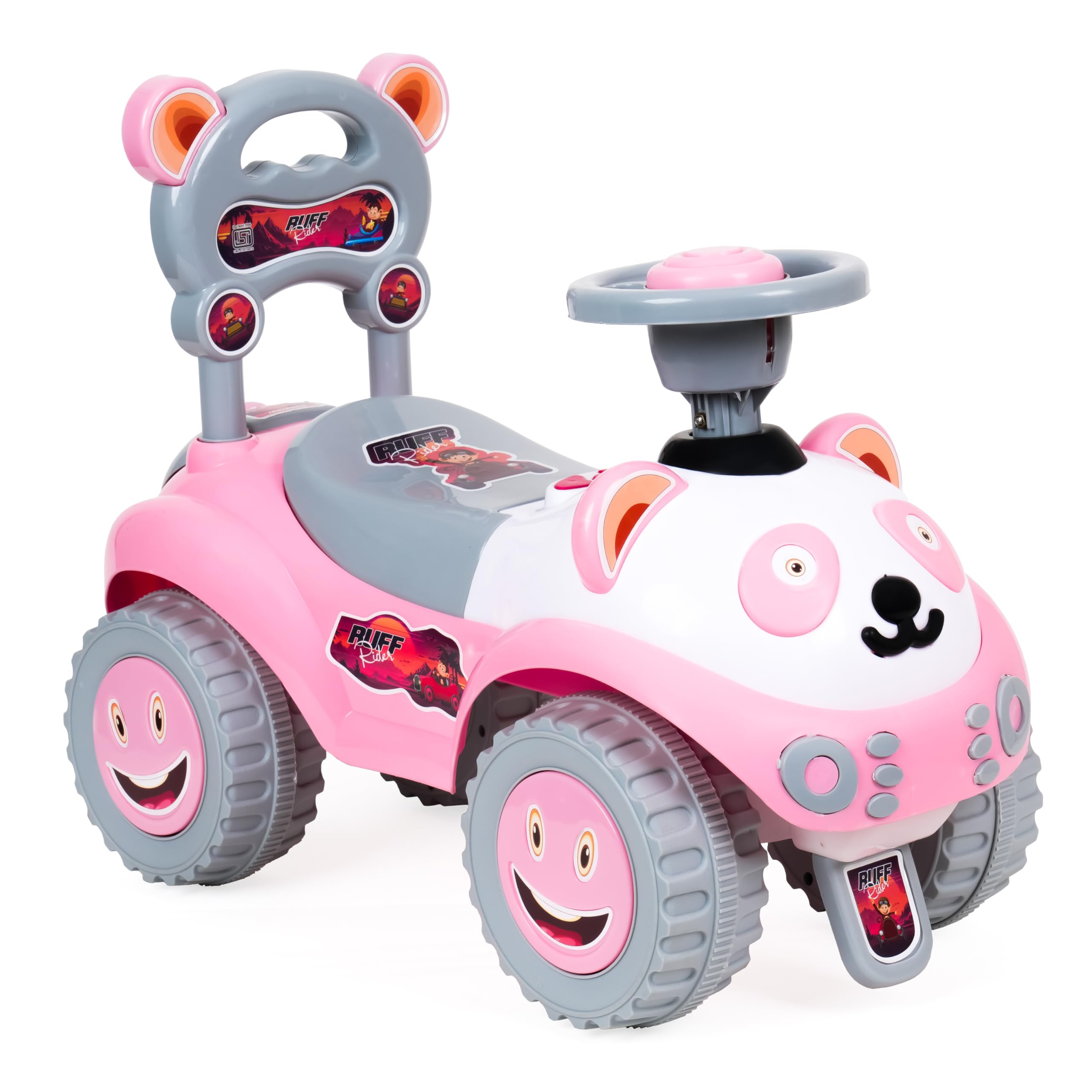 Panda Baby Product Ruff Rider on & Car for Kids with Music & Horn Steering Push Car for Baby with Backrest Safety Guard Under Seat Storage & Big Wheels Ride on for Kids 1 to 3 Year (Ruff Rider, Pink) (B0DDXNCXRX) Amazon Price History, Amazon Price Tracker