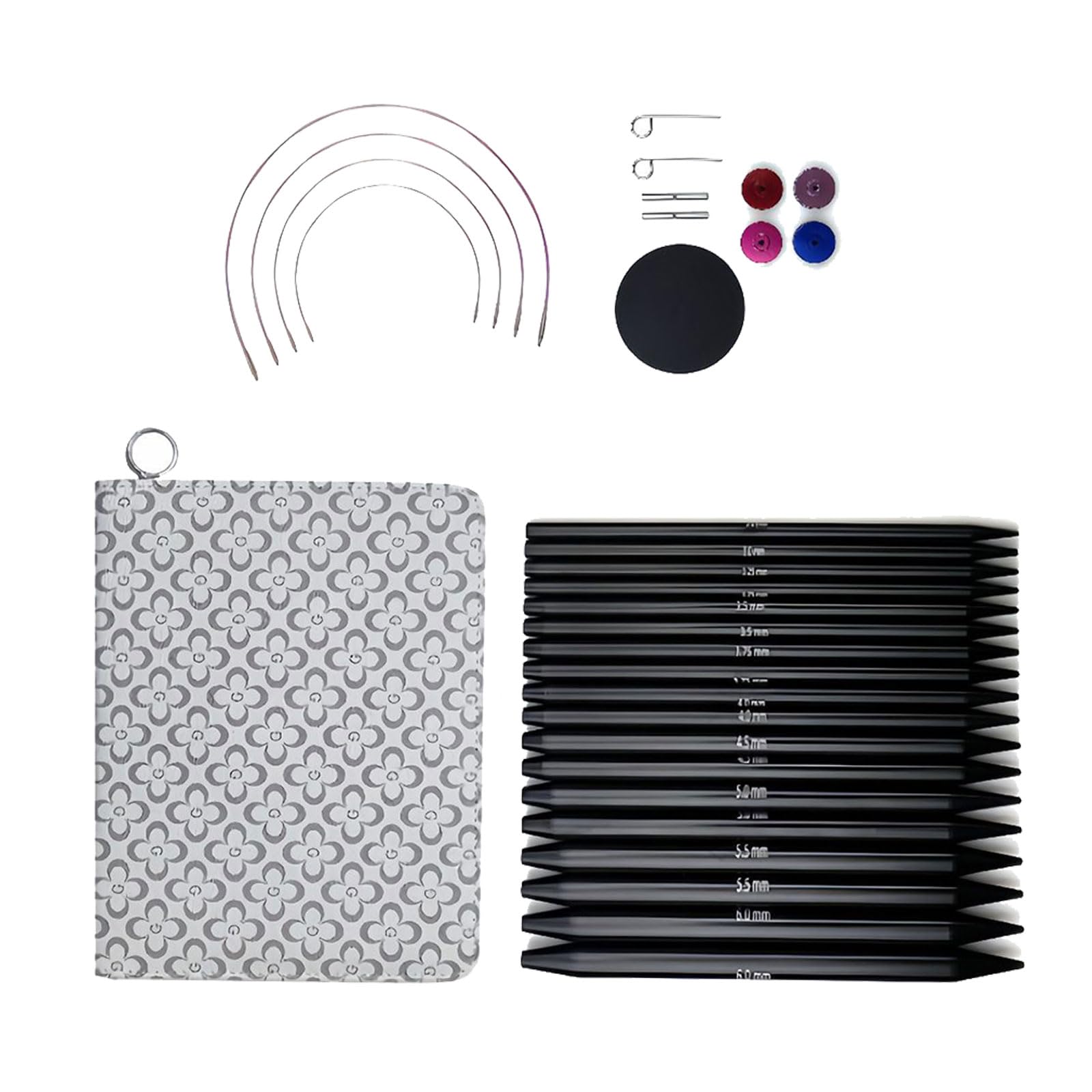 9Pairs Interchangeable Knitting Needle Set 3.0mm-6.0mm Aluminum Circular Knitting Needle with Accessories Craft Yarn