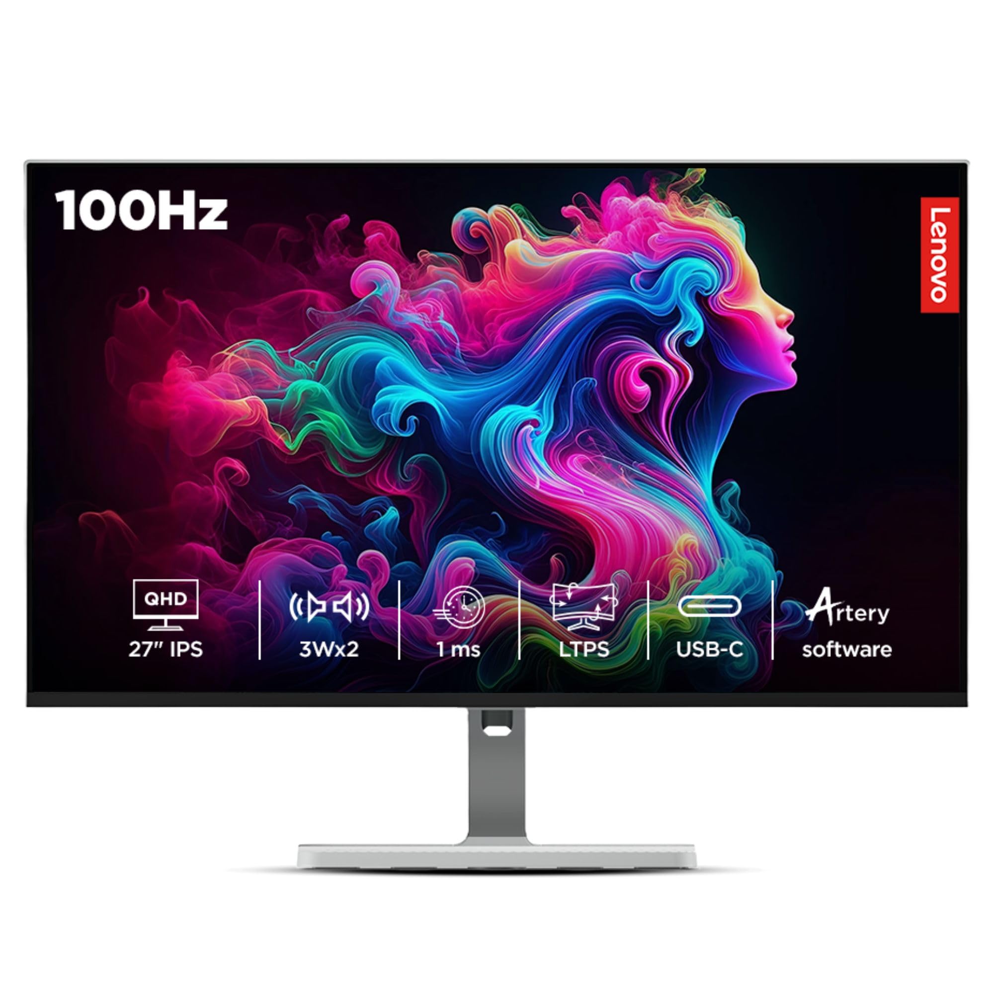 Lenovo L-Series 27 inch (68.5cm) QHD IPS Monitor| 100Hz, 1ms