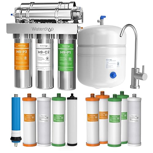 Waterdrop Sistema de ósmosis inversa debajo del fregadero de 10 etapas más 5 filtros sistema de filtración de agua de ósmosis inversa