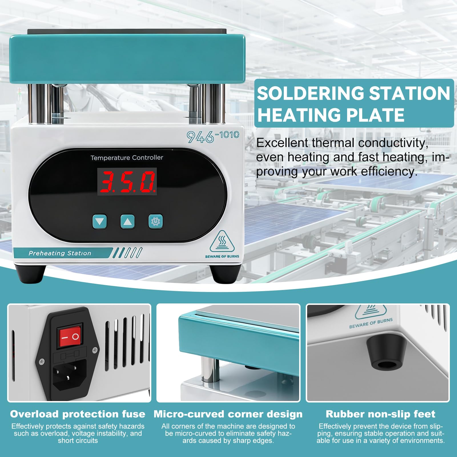 DewLVD Estación de soldadura con placa calefactora, 400 W 10x 10cm para la extracción de pantallas de teléfonos móviles reparaciones SMD extracción de PCB y soldadura