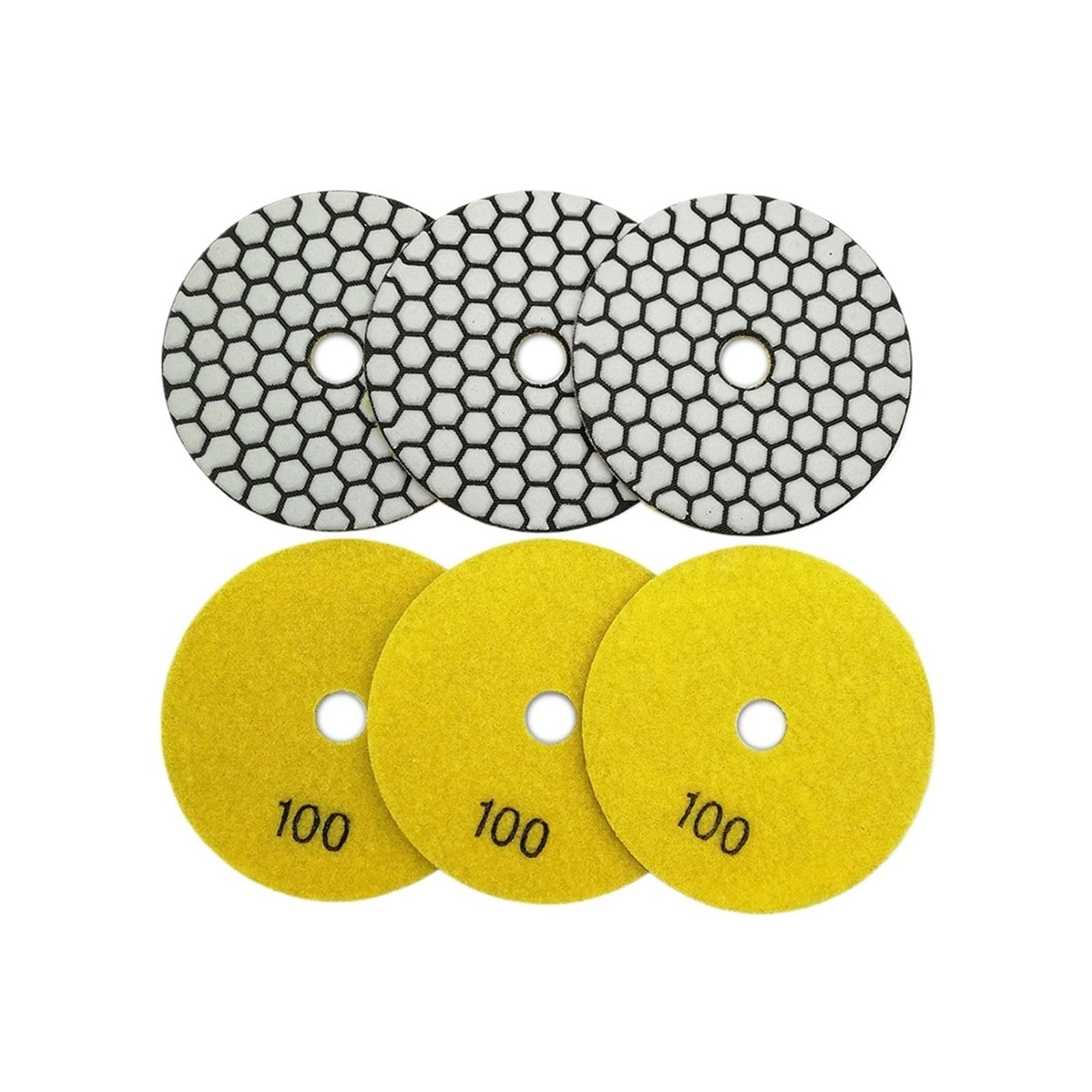 Lot de 6 disques de Polissage à Sec Flexibles en résine diamantée, Grain 100 (4 Pouces), pour Granit, marbre, Pierre (100 mm)