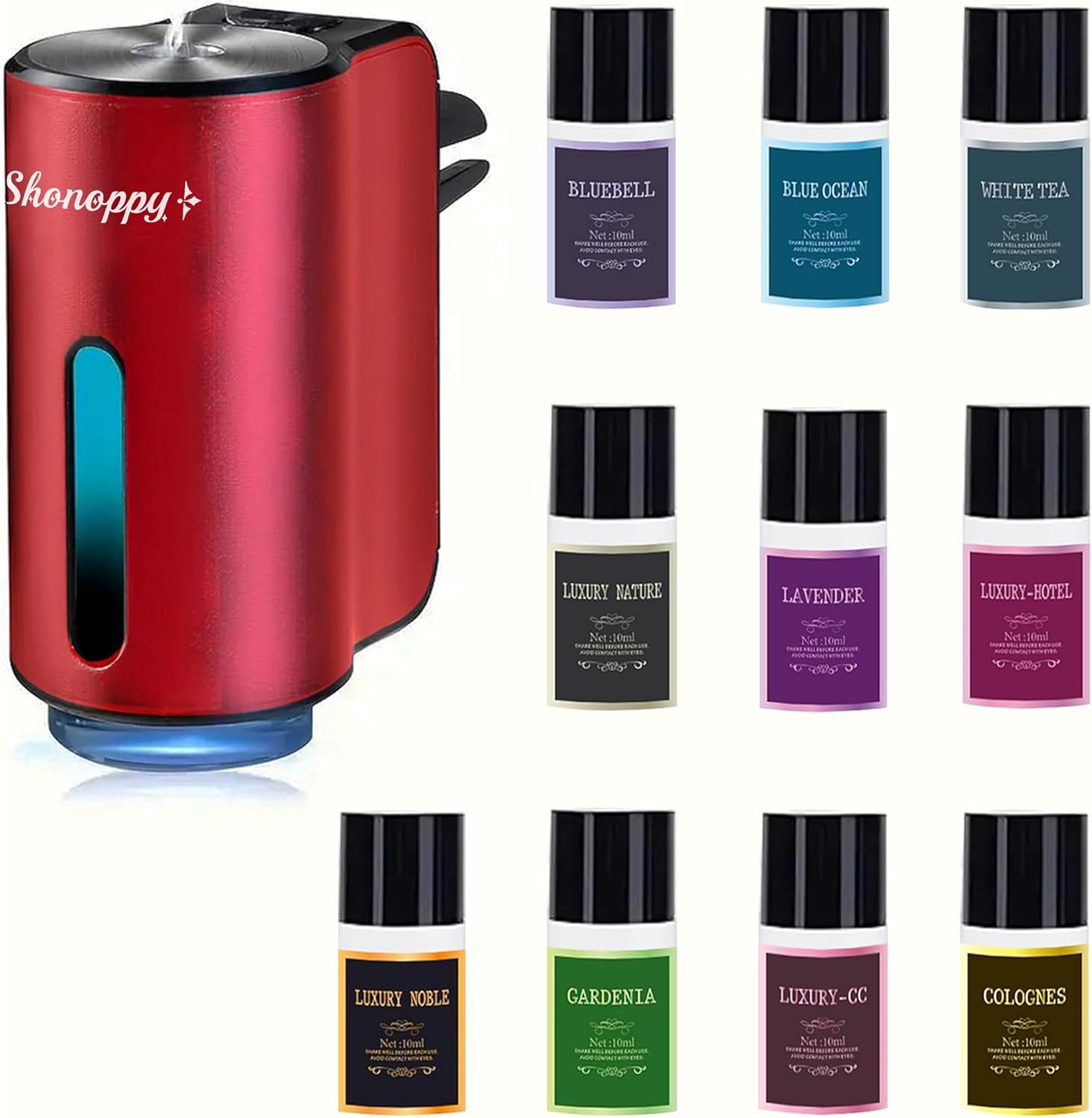 Car Air Freshener Diffuser,Smart Car Aroma Diffuser Air Freshener Spray Automatic with 10PCS Cologne Aromatherapy Oil (Grey)
