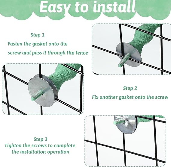 2 PCS Bird Beak Grinding Stone Bird Parrot Cage Perch Stand Anti-Slip Nail Trimming Stick Parrots Perch Resin Beak Grinder Stone Foot Claws Trimmer Accessories for Parrot Budgie Cockatiel (Green)