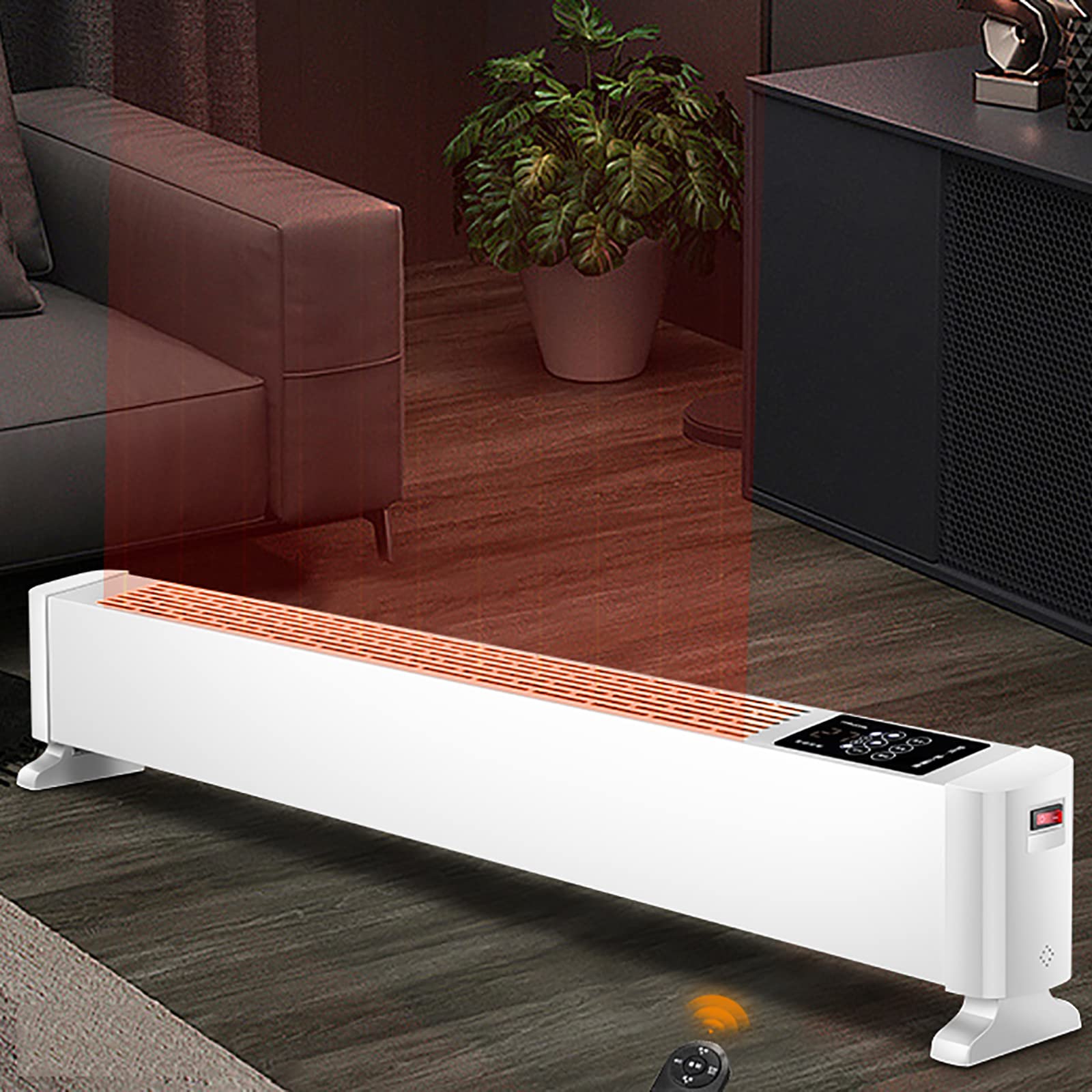 NVIVN Electric Heater, Convector Baseboard Heater, Clear LED Large Screen Display, Intelligent Temperature Control, Multiple Security Protections, Safe To Use
