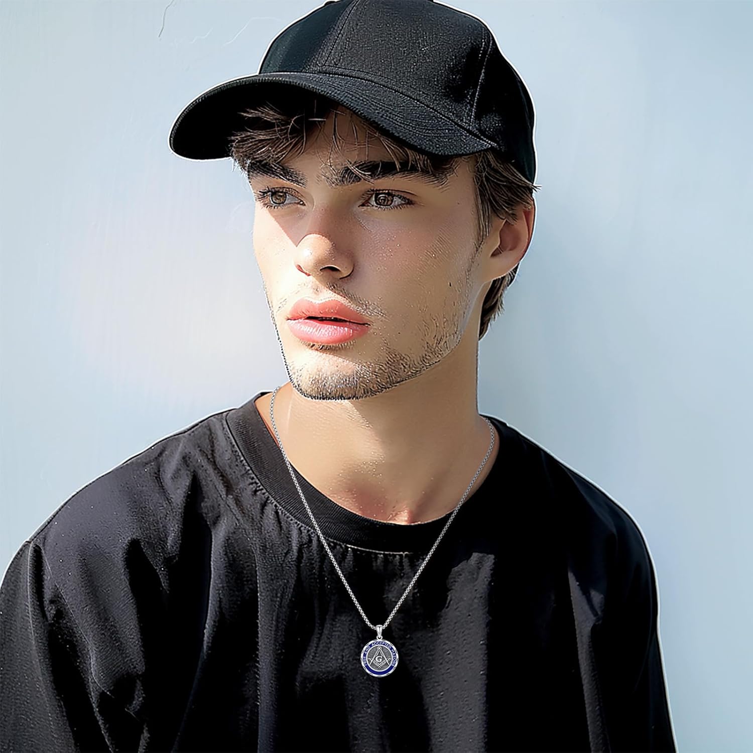 Masonic Freemason/Vampire Necklace for Men Masonic Pendant Gifts 925 Sterling Silver Freemasonry Necklace Jewelry for Brother Men Dad Husband Christmas Birthday - Image 7