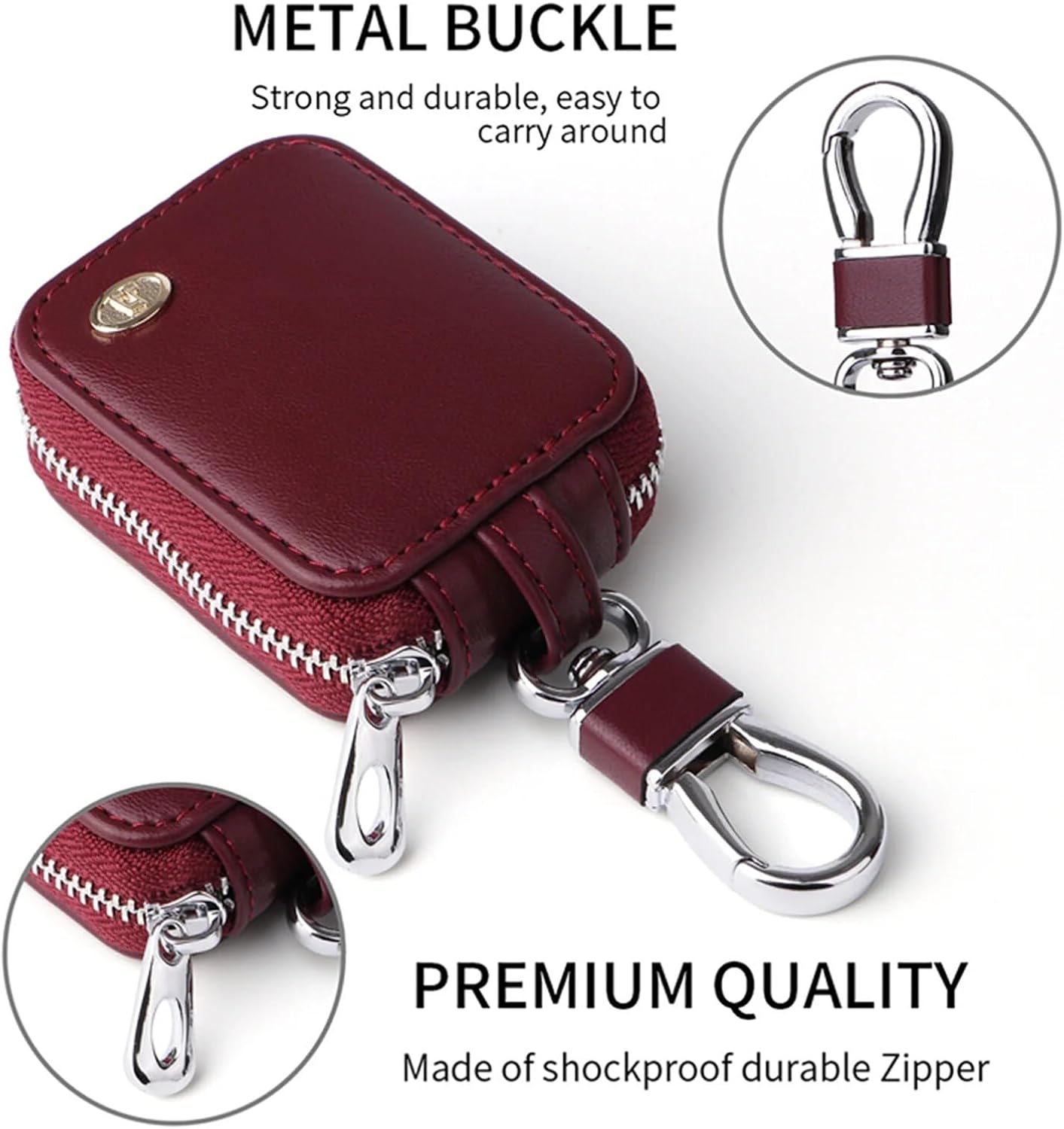 PU Leather Portable Carrying Earphone Case Compatible with Airpods 4 with Mesh Pocket Keychain, Protection Earphone Storage Pouch Bag Case for Airpods 1&2/ Pro/Pro 2/3/4 - Image 4