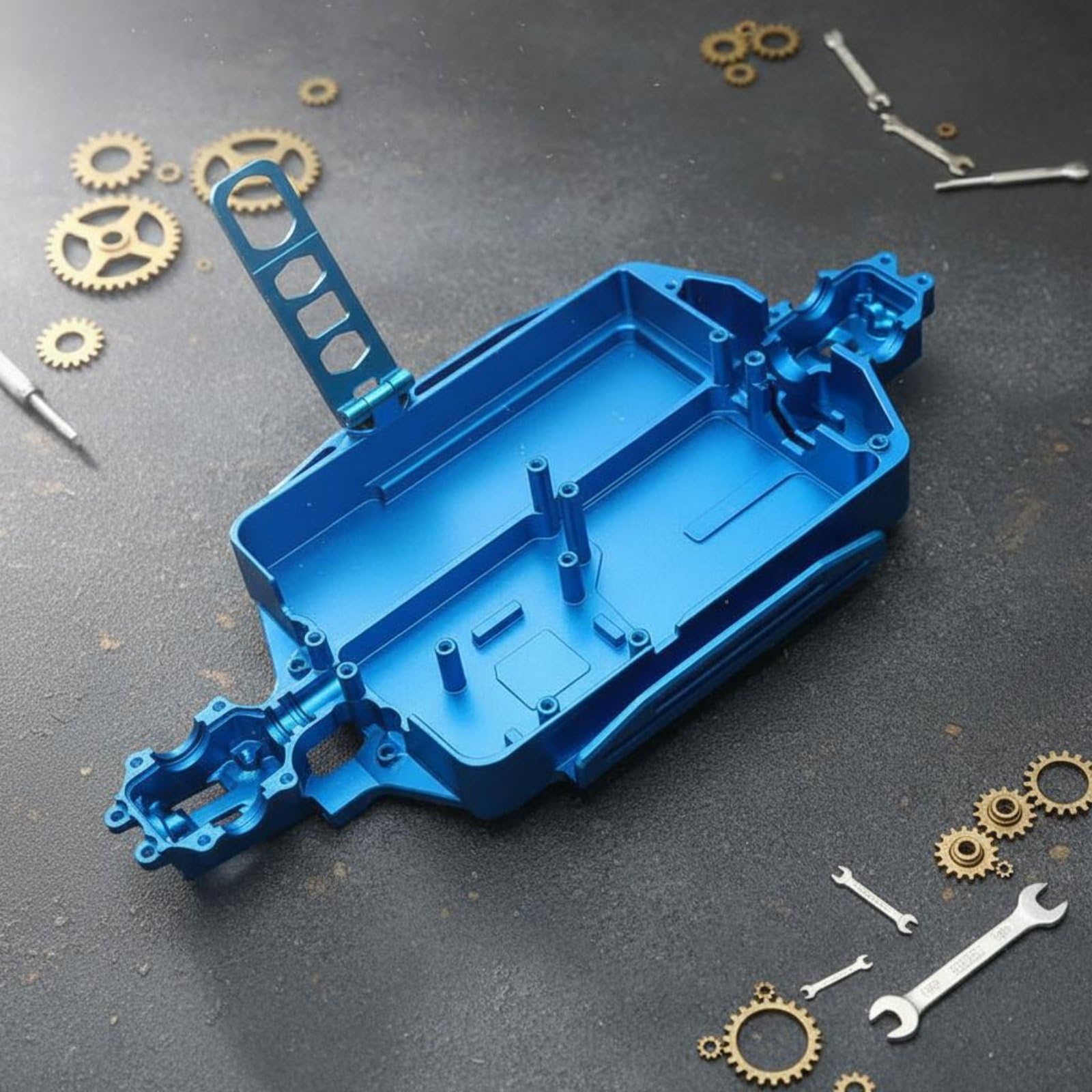 Chasis para Coche RC Bastidor Placa Inferior Base de Montaje de Metal Resistente al Desgaste con Mecanizado Preciso Mejora la Alineación de, Dorado