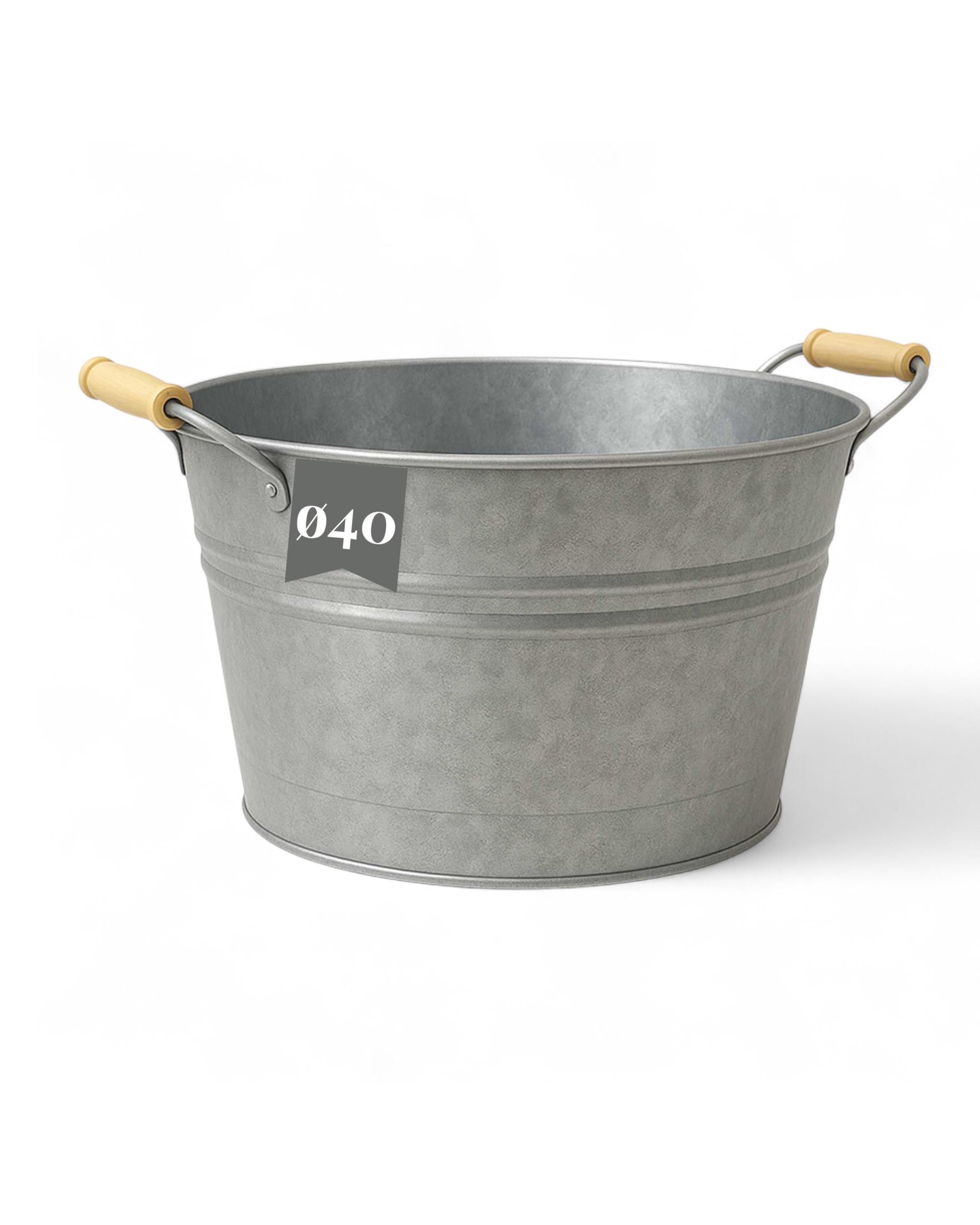 Livlig53 LIVLIG - Recipiente de zinc de 30 l con asas, bandeja de chapa galvanizada como macetero grande, enfriador de bebidas, mini estanque y decoración de jardín, enfriador de botellas de alta