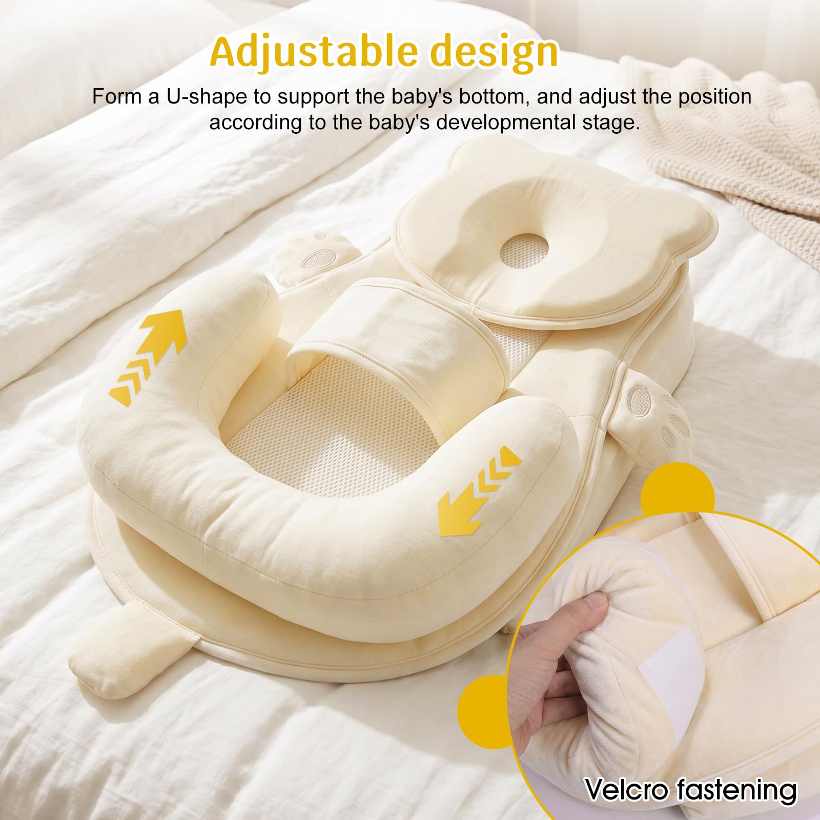 OKYUK Almohada de apoyo para lactancia, almohada de lactancia para bebés con correa de seguridad ajustable, cojín ergonómico de alimentación posparto para madres, espuma viscoelástica suave, regalo de
