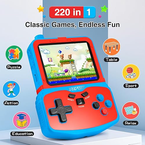 Miniatura 2 de Consola de videojuegos portátil para niños, 220 juegos clásicos retro integrados, reproductor de mano Plug & Play con pantalla IPS de 3.5 pulgadas,