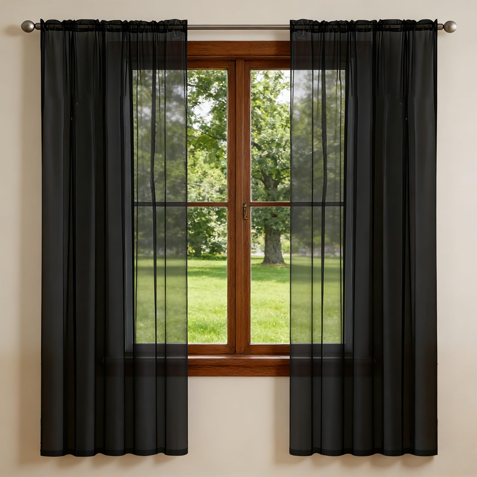 Rideaux salon semi-transparent noir pour l'anniversaire d'un enfant