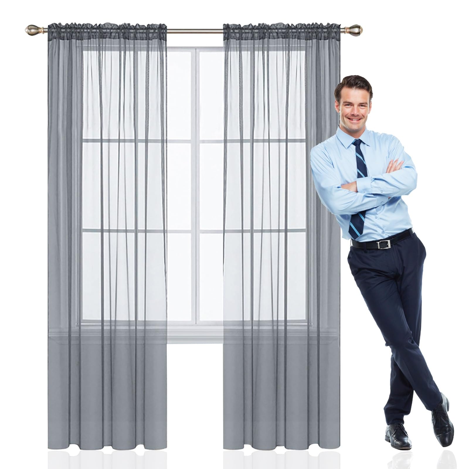 Rideaux pour mariage haut de gamme voilage blanc 200 x 180 cm durable