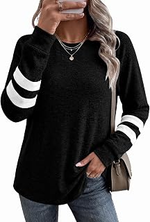 Desol Sweatshirts for Women Crewneck Fall Outfits Color Block Sweaters Long Sleeve Shirts Tunic Tops Fashion Clothing
