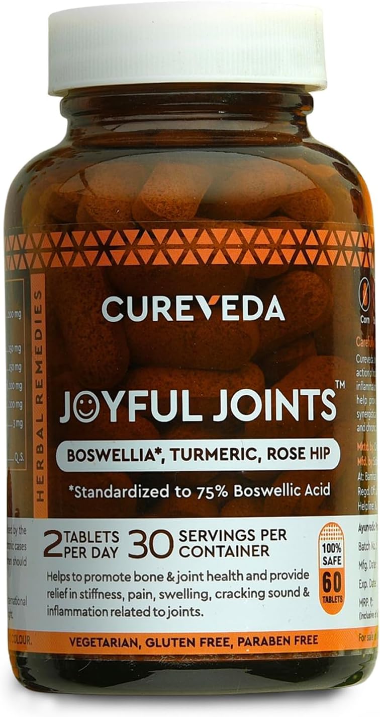 Cureveda Herbal Joyful Joint Support Supplement Tablets For Bone,Joint Wellness (60 Tablets)