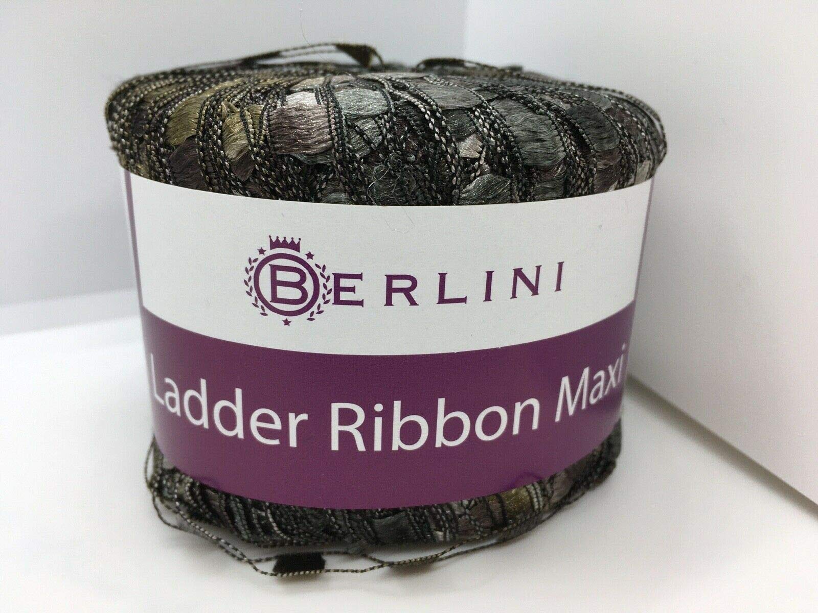 BerliniBerlini Ladder Ribbon Maxi Yarn #141 Mink (Browns, Greys, Moss Green) 50 Gram, 98 Yards