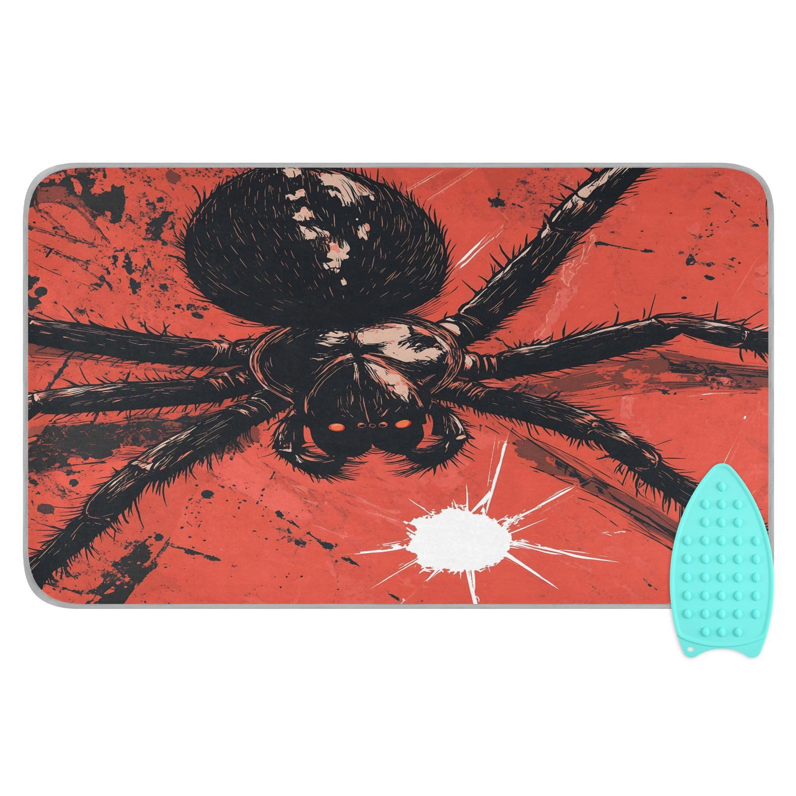 pnyoin Portable Ironing Mat Redback Spider Animal Travel Ironing Pad with Silicone Iron Rest for Steam Pressing on Tabletop or Bed Heat Resistant Portable Quilting & Travel Blanket