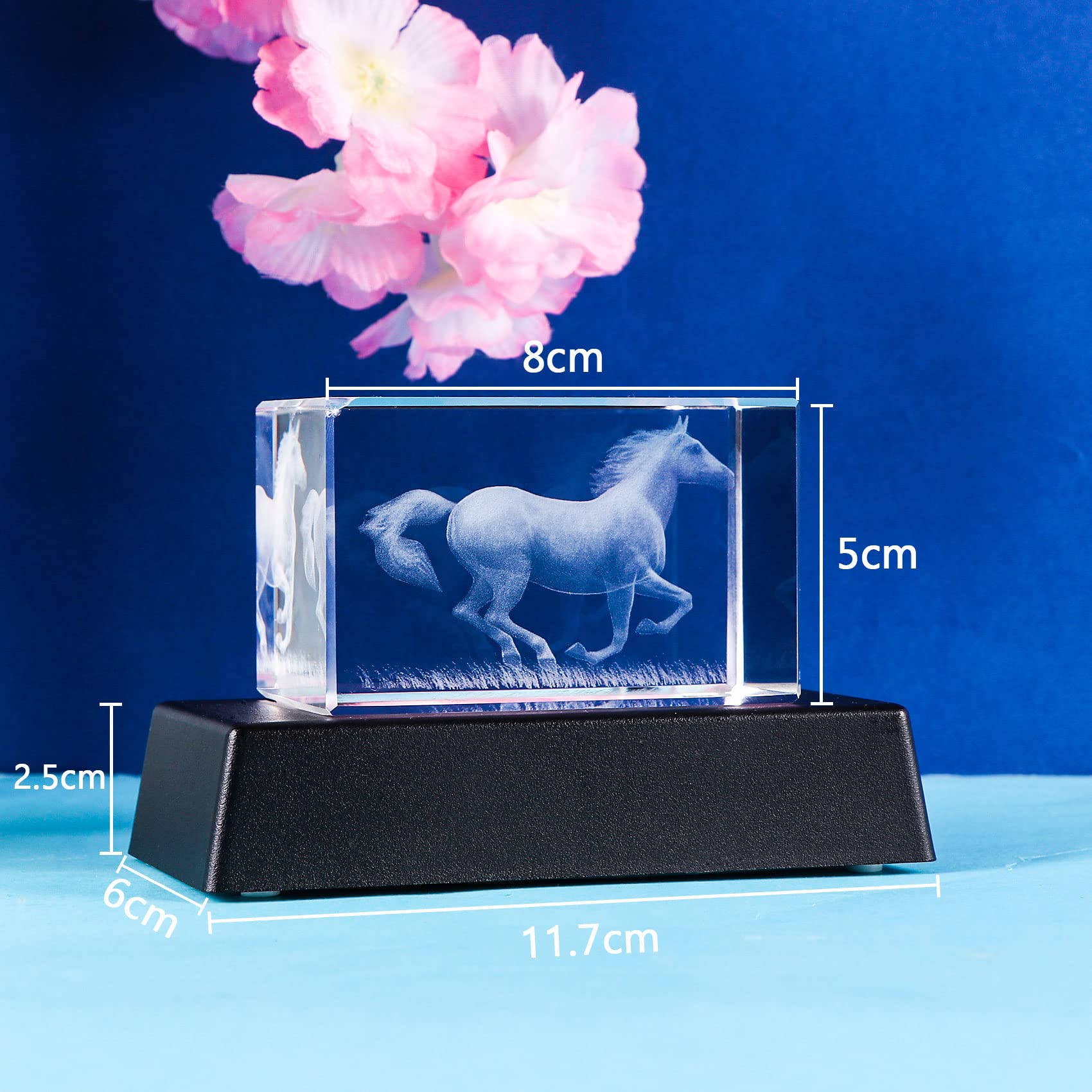 Amazon.co.jp: Kertari 3D 馬の置物 馬 グッズ k9 クリスタルガラス