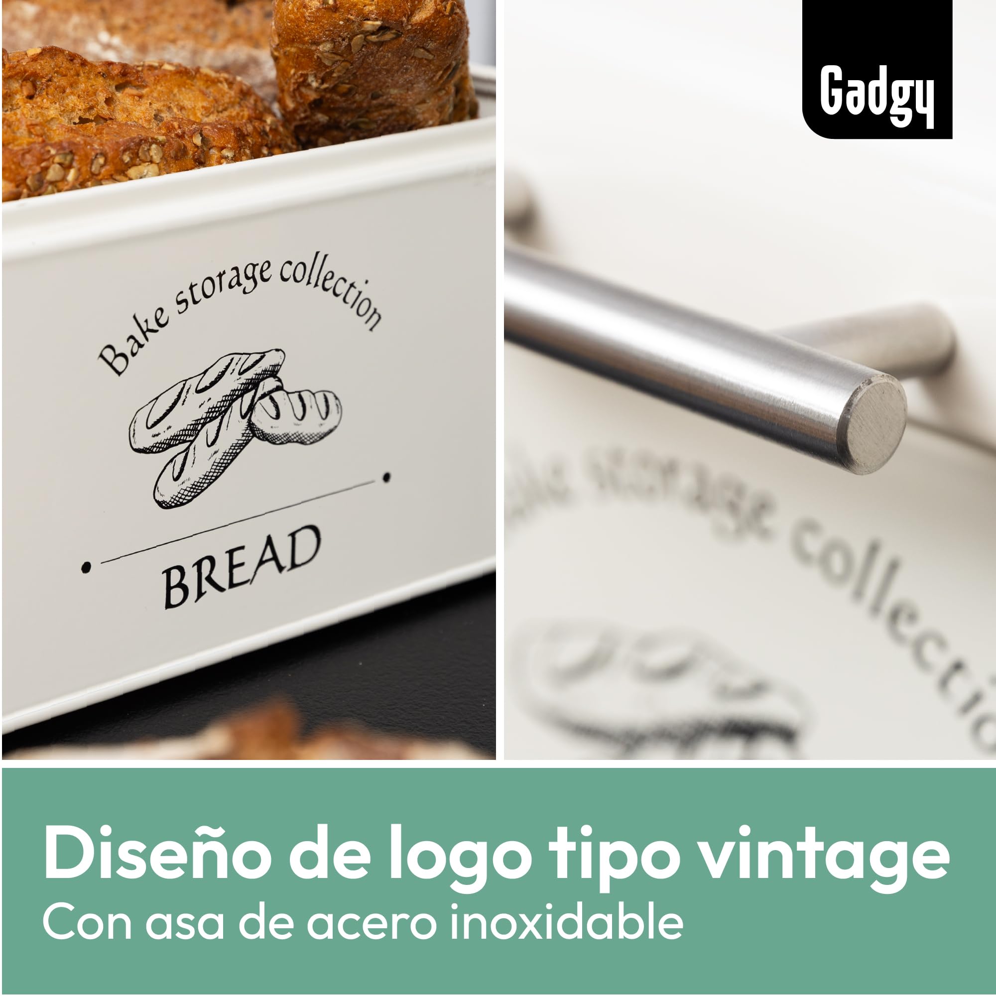 Gadgy Paneras para Guardar el Pan Grande | 31 x 18 x 15 cm. | Panera Vintage | Caja Metalica | Gadgets Cocina
