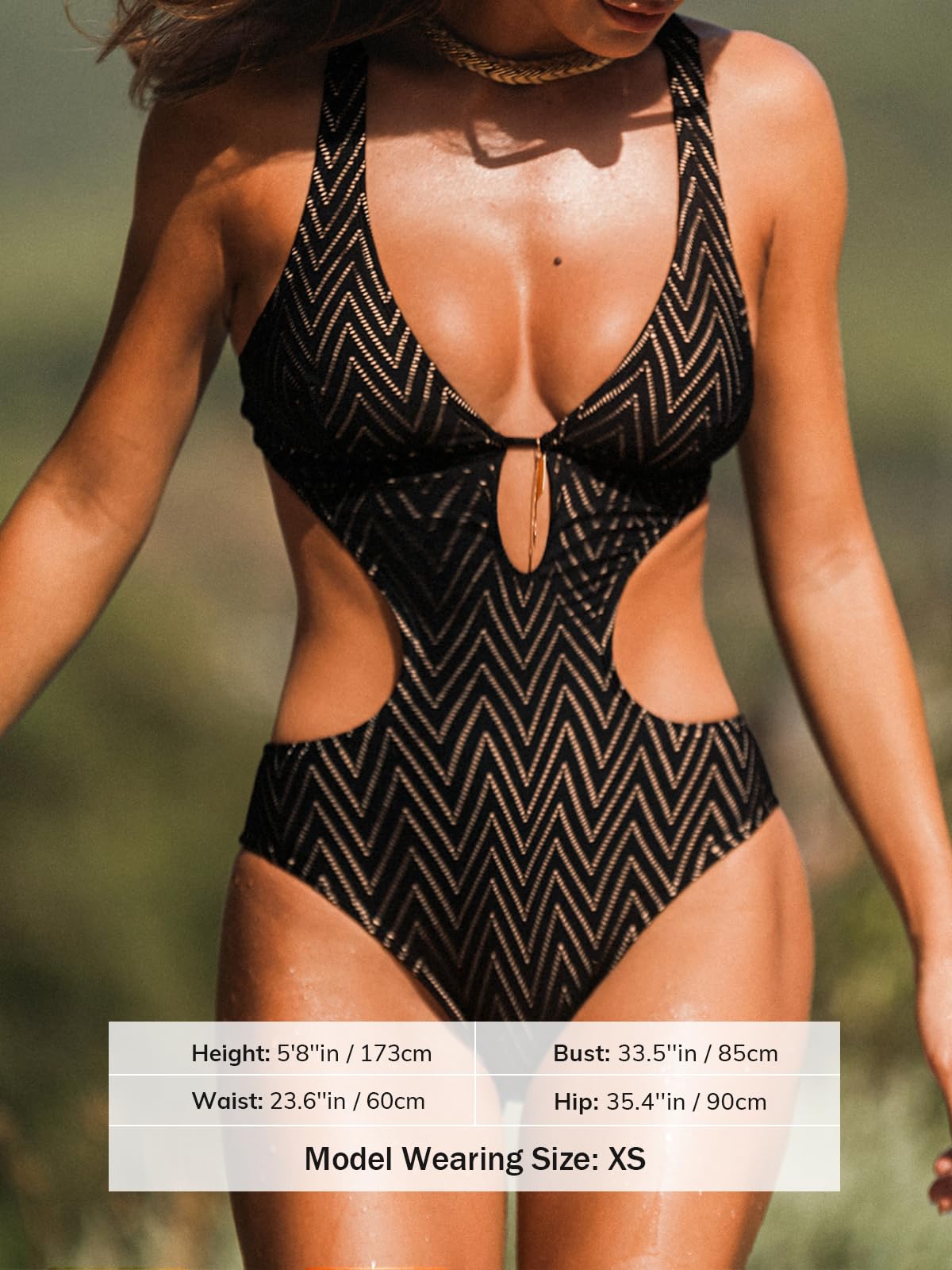 CUPSHE Maillot de bain une pièce monokini pour femme avec décolleté plongeant et bretelles réglables