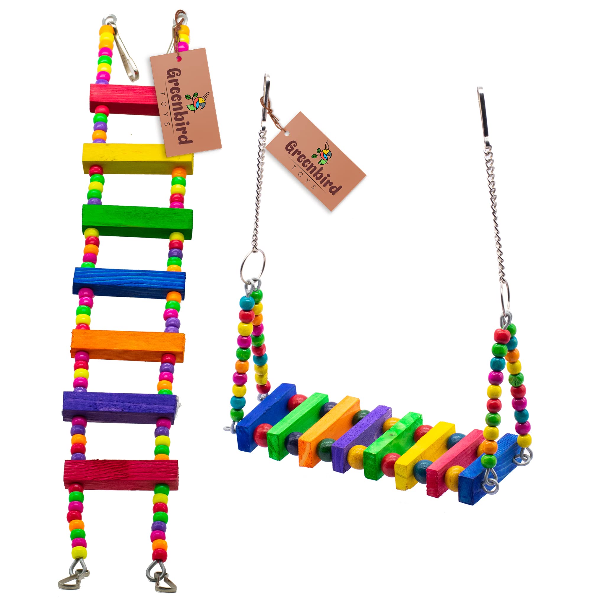 GREENBIRDS TOYS Combo of Colorful Wooden Swing & Ladder Colorful Natural Wooden Toys for Bird & Parrots (B09V9Y3SGV) Amazon Price History, Amazon Price Tracker