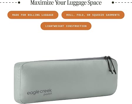 Eagle Creek Pack-It Isolate Slim Cube M/M/M Set - Minimalist Compact Travel Organizer for Hair Styling Tools, Belts & Small Items - Travel Accessories - Storm Grey