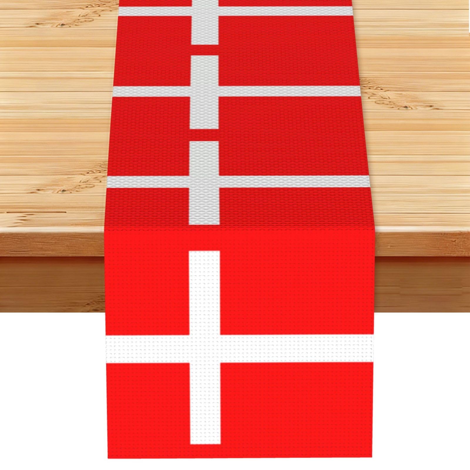 Denmark Danish Flag Table Runner 13x72 Inch Dining Decor