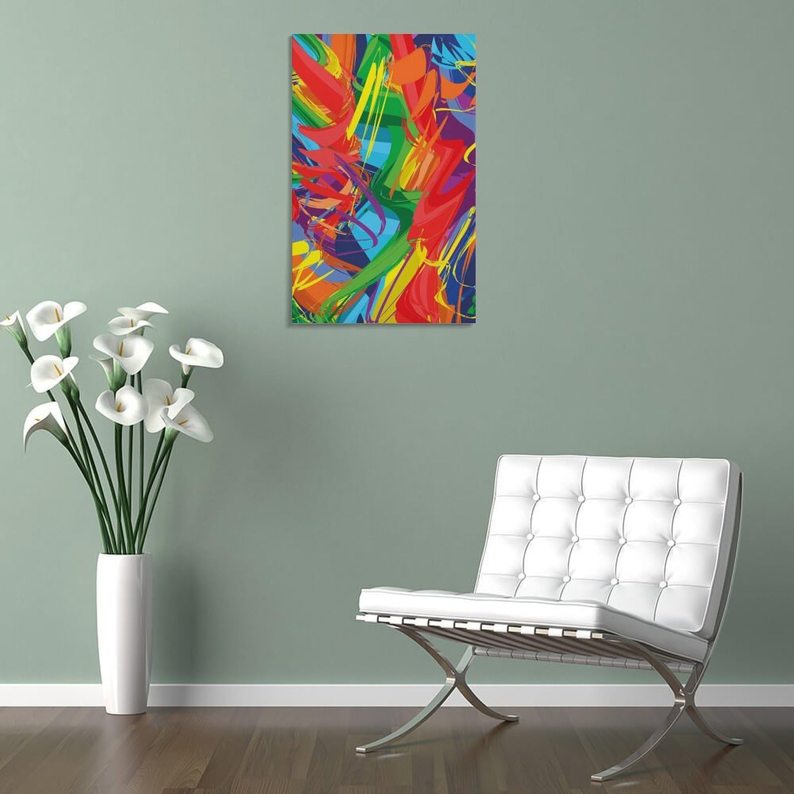 Amazon.co.jp: 虹 絵画 虹色の鮮やかな色の芸術作品ブラシで描かれた