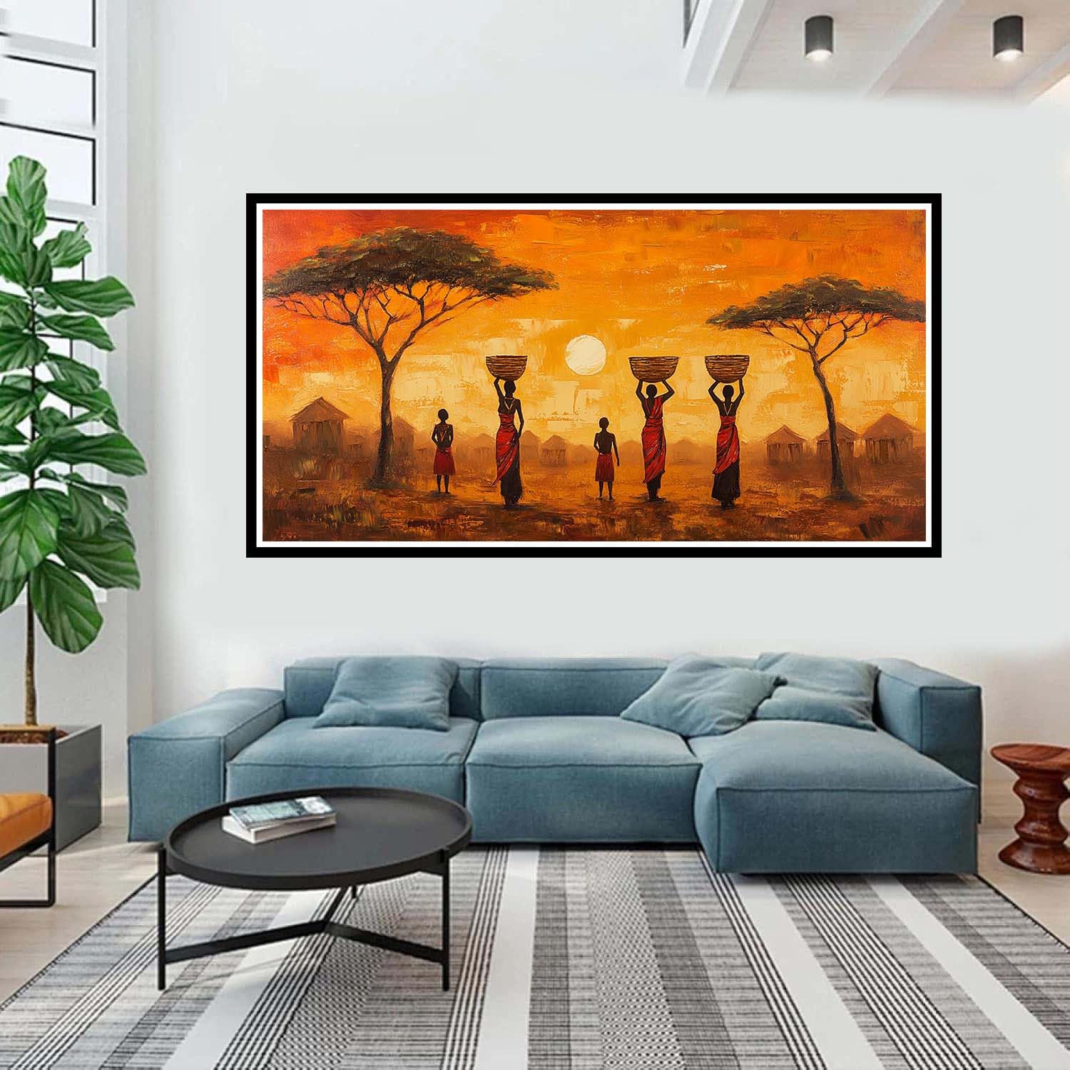 Peinture Numero Adulte,femme africaine Peinture par Numéro Adulte coucher de soleil,DIY Peinture Acrylique Enfants,Peinture Numero Adultes Loisirs Créatifs,Décoration Cadeaux,Avec Cadre 40x80cm E-1569