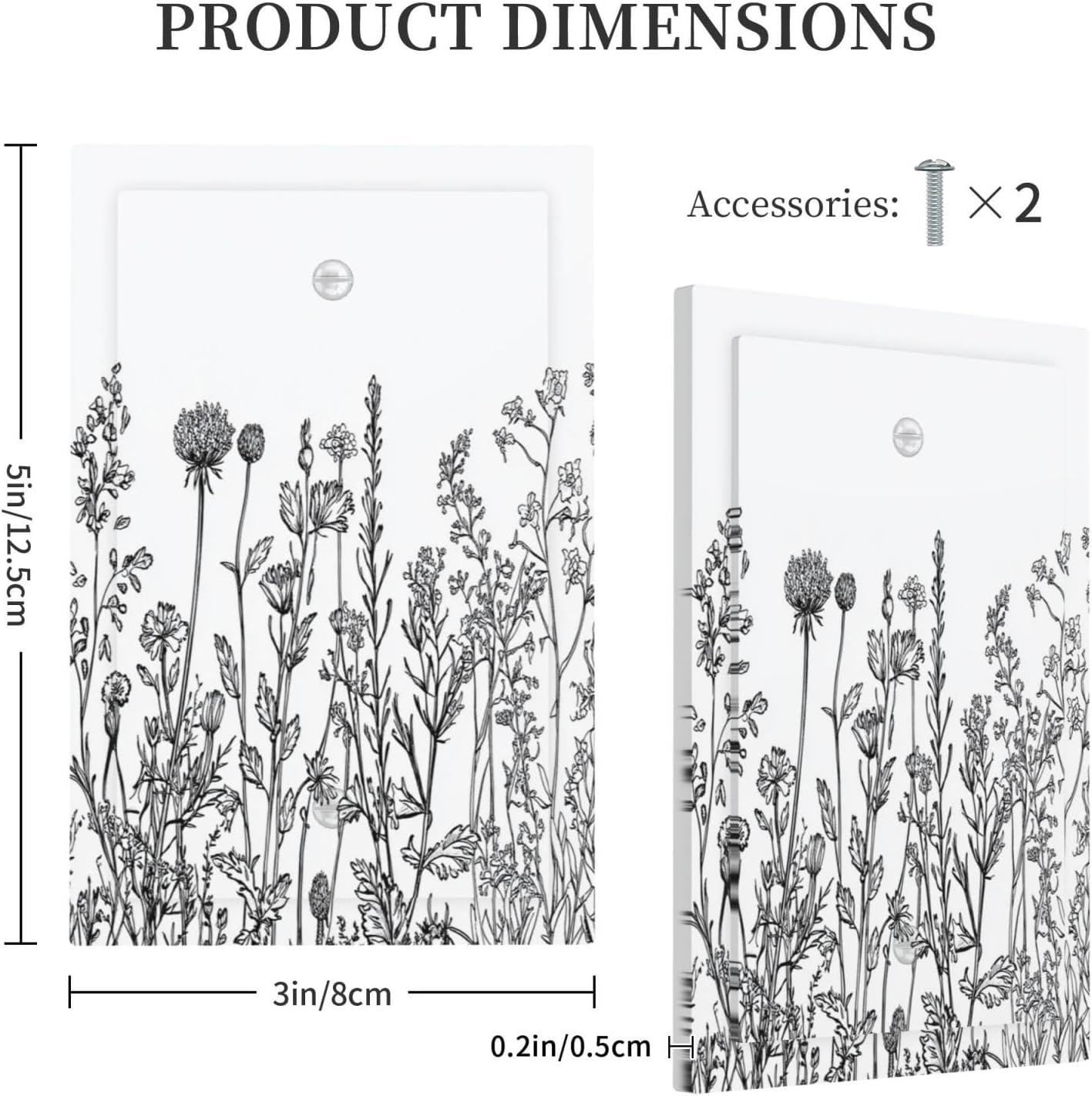 Light Switch Cover Plate Floral Wildflower Rustic Plant Leaves 1 Gang No Device Blank Electrical Wall Plates Faceplate Decorative Switch Plate For Farmhouse Cabin Decor