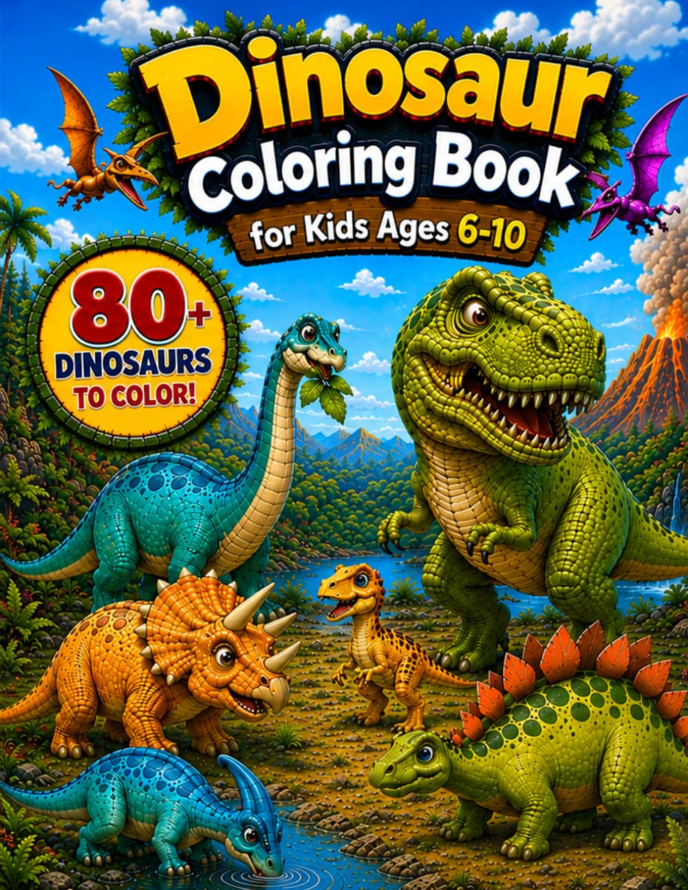 Dinosaur Coloring Book for Kids Ages 6-10