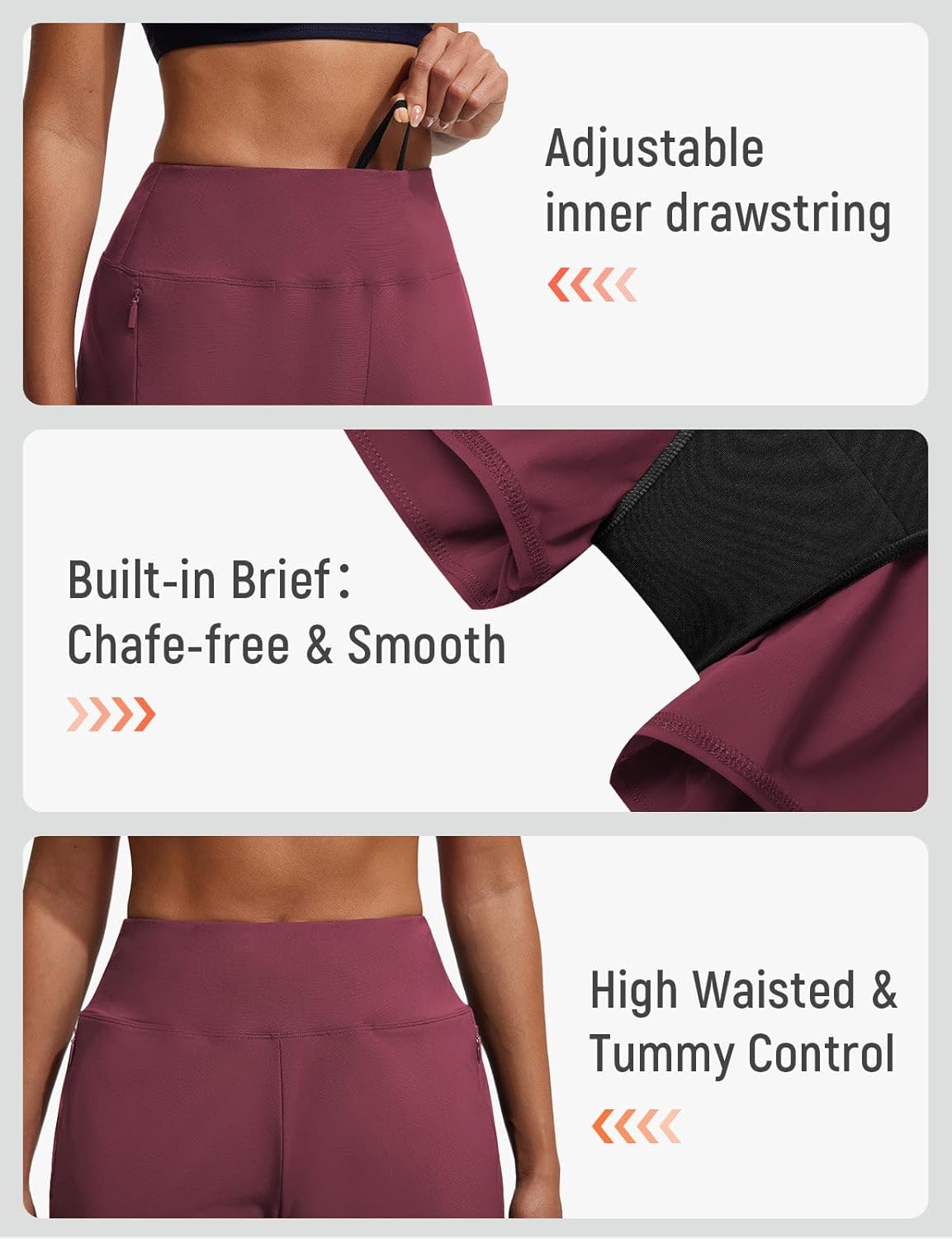 baleaf Women's 4" High Waisted Swim Board Shorts Quick Dry UPF50+ with Zipper Pockets - Image 5